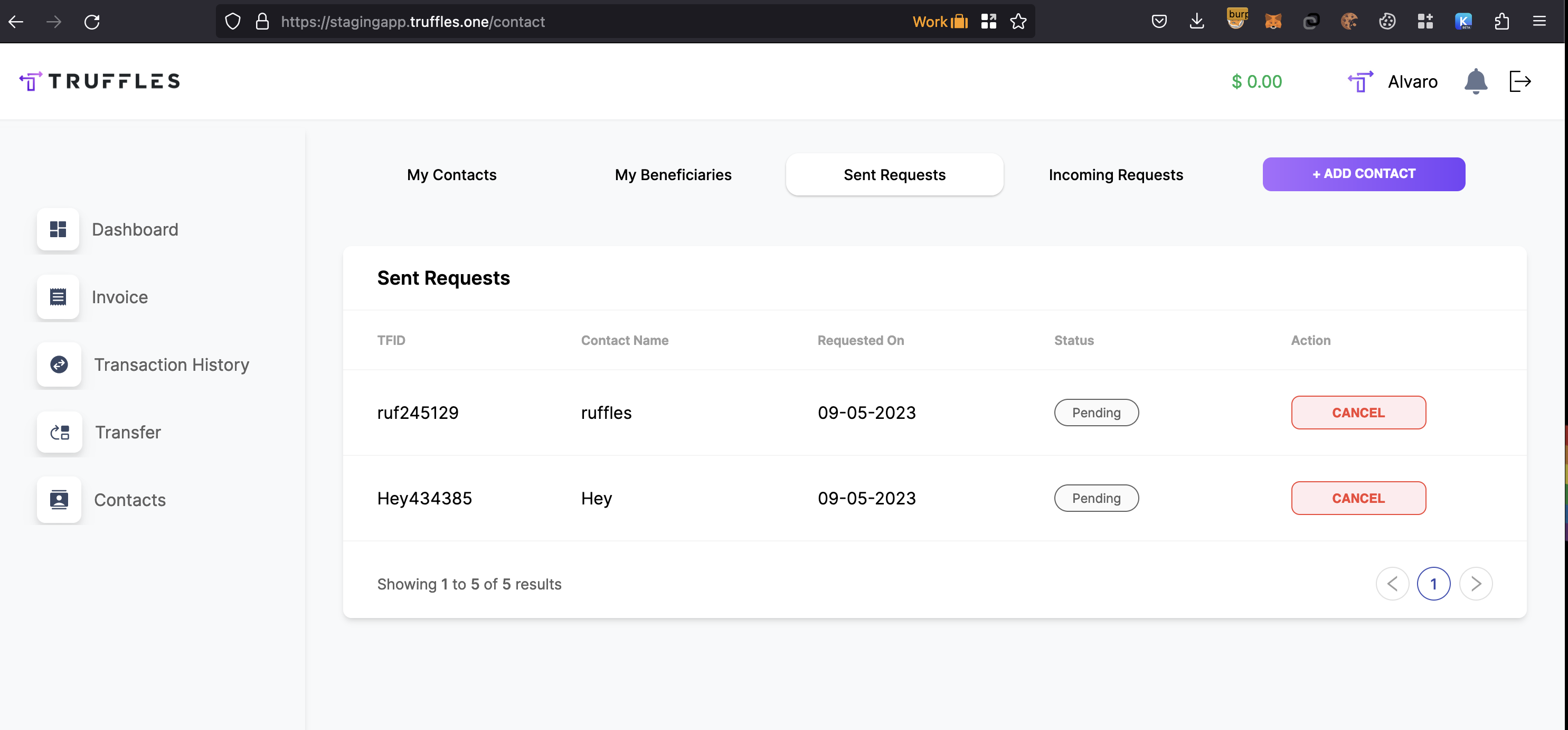 Contact requests were being successfully sent without undergoing the necessary KYC approval process.