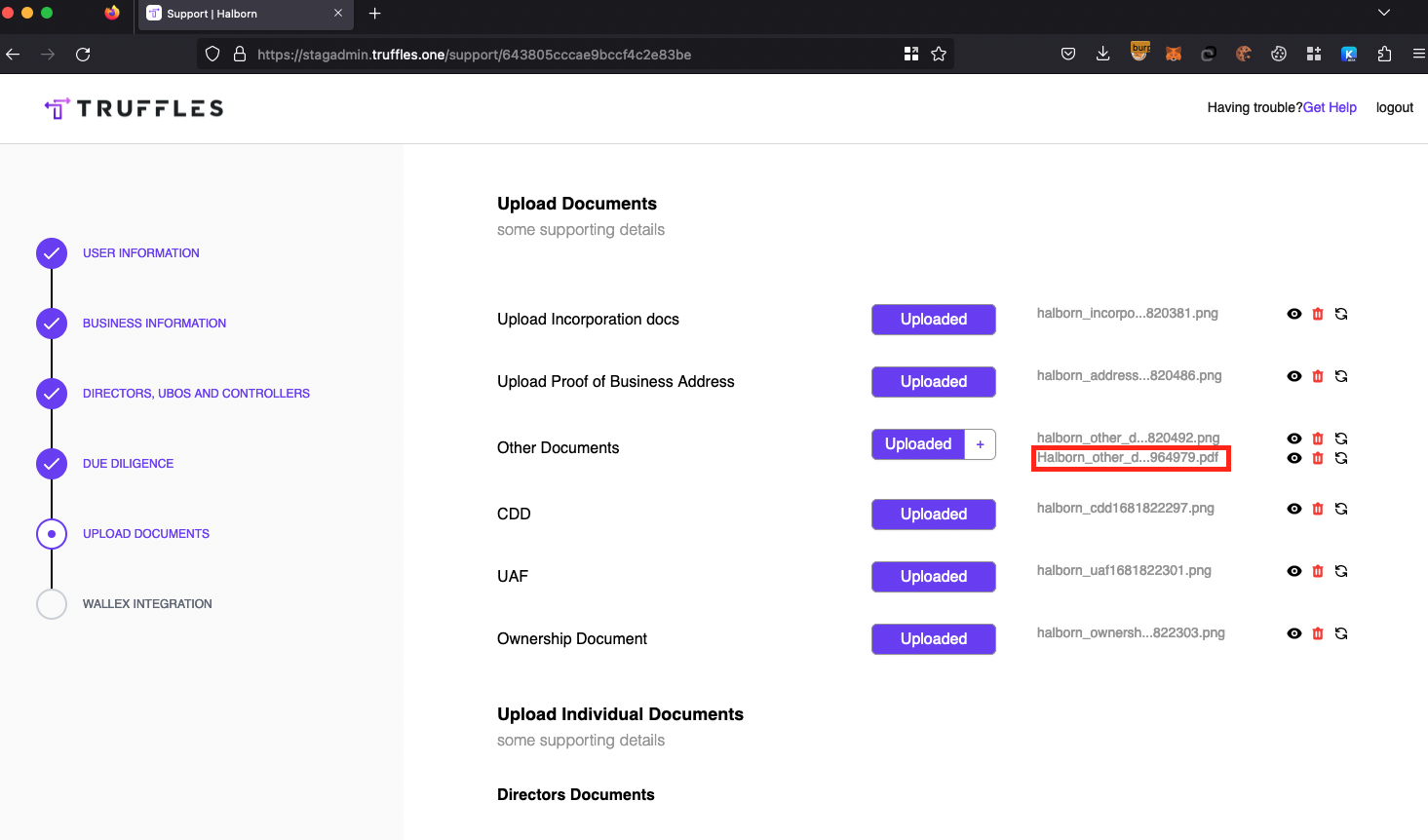 Malicious PDF document uploaded on dashboard.