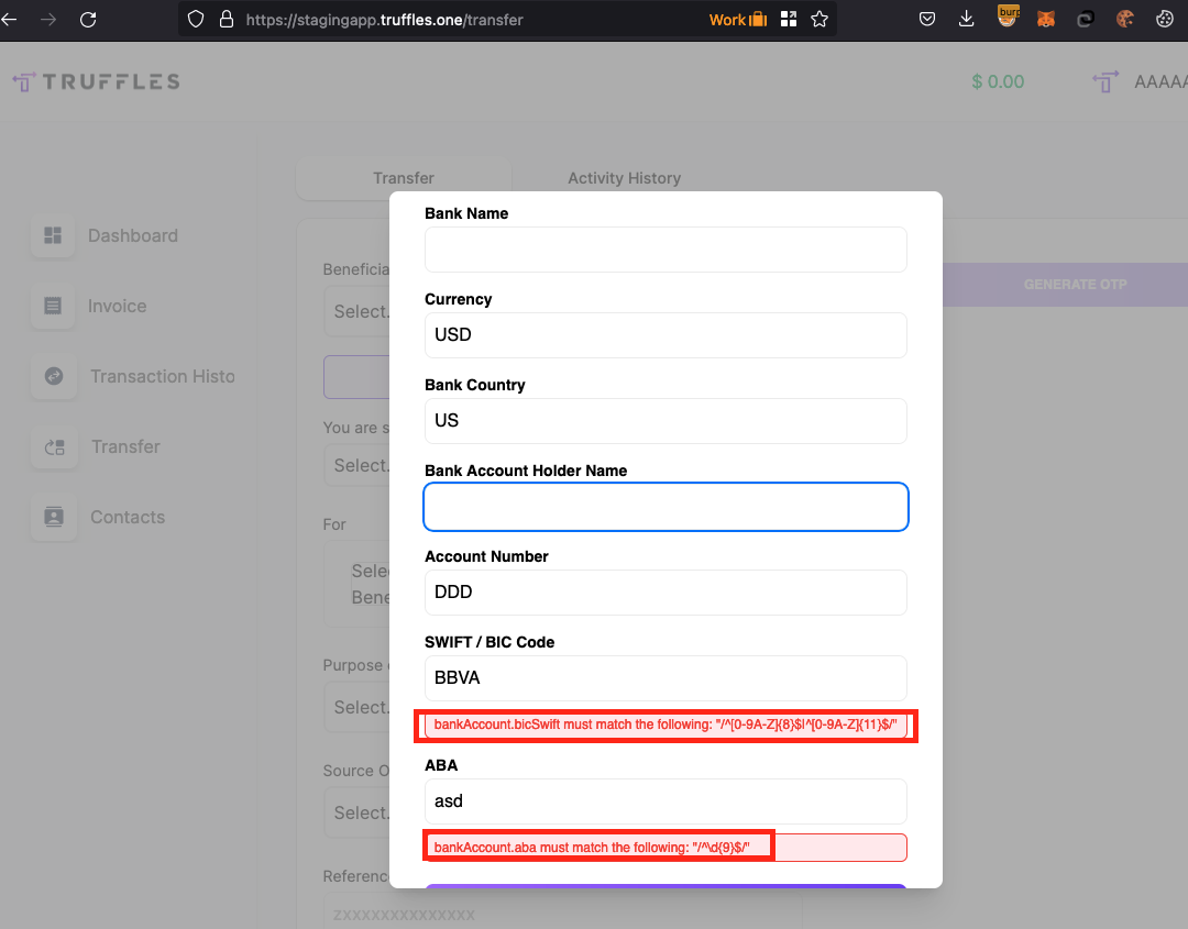 Regex pattern verbose error.