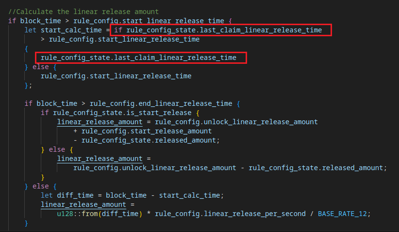 Affected code snippet of claim function