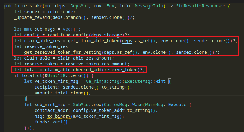 re-stake function from fund contract