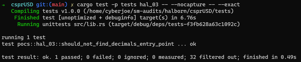 The decimals() entry point is not recognized by the contract