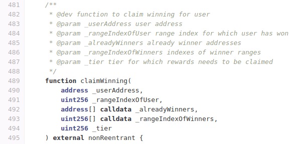claimWinning() function