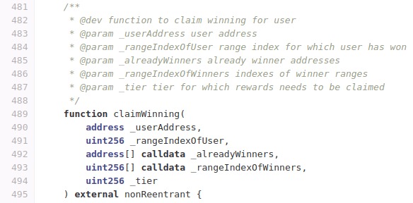 claimWinning() function