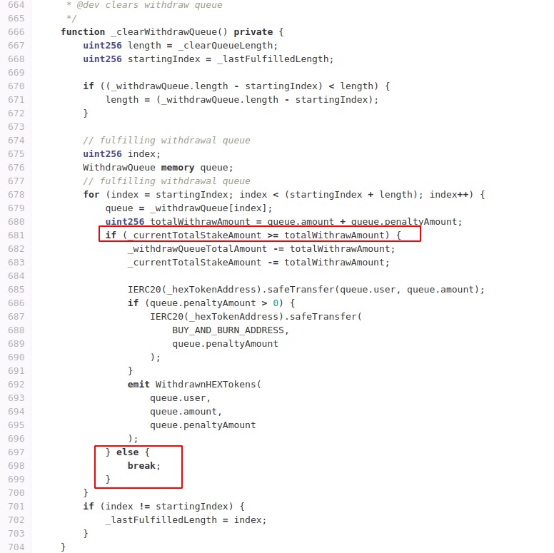 HEXStrategy_clearWithdrawQueue() function