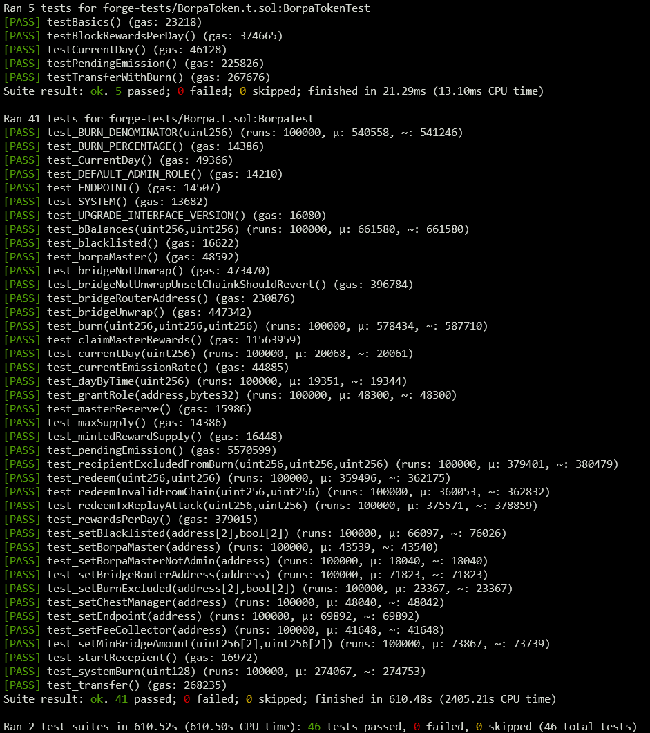 Foundry fuzz testing results