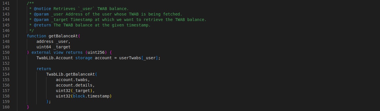 getBalanceAt() function