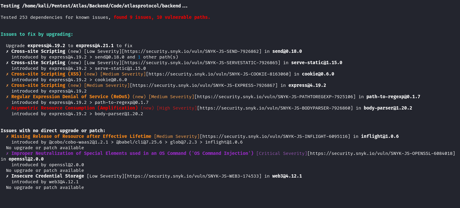 Third-party dependencies vulnerabilities of repository