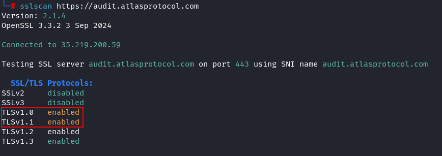 TLS procotols enabled in https://audit.atlasprotocol.com