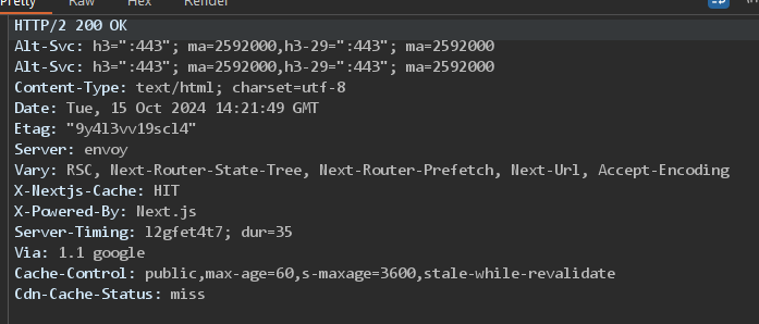 Headers returned by the server