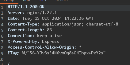 Headers returned by the server