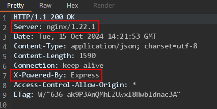 Headers returned by the server