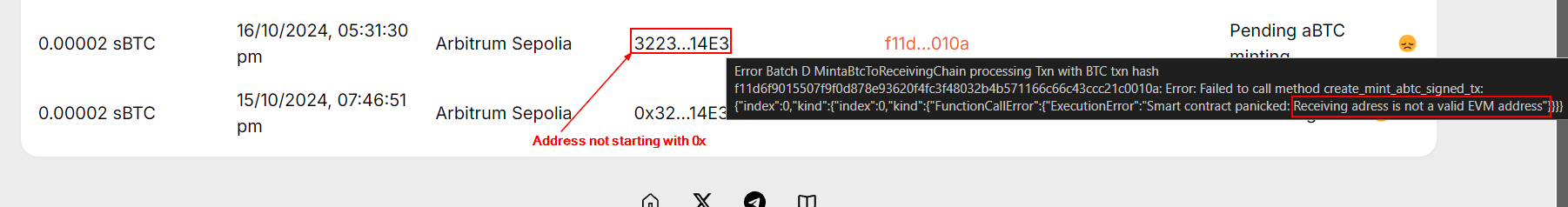 Invalid address input