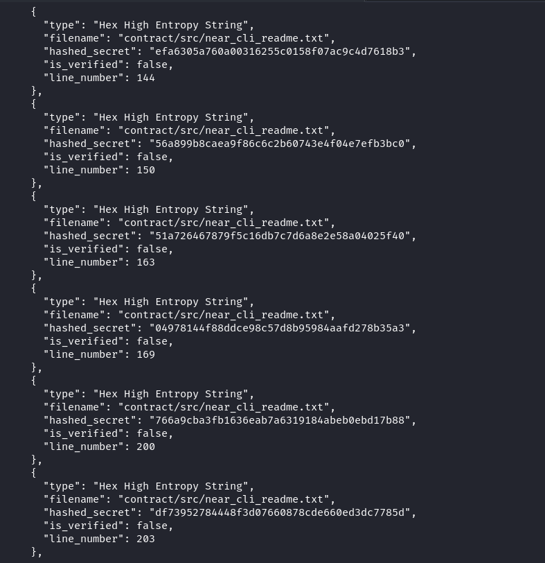 Use of detect secrets